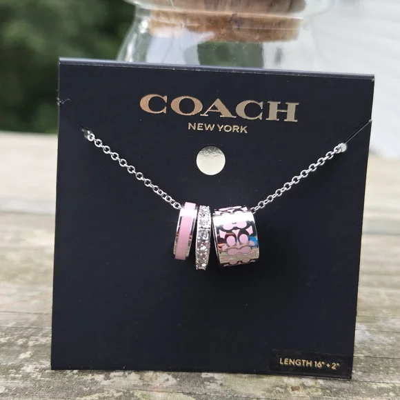 NWT Coach Signature Silver and Pink Necklace - Picture 2 of 5